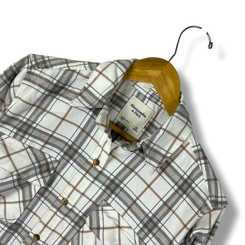 Abercrombie & Fitch Oversized Size‎ XS Women's White Gray Camel Shirt Jacket